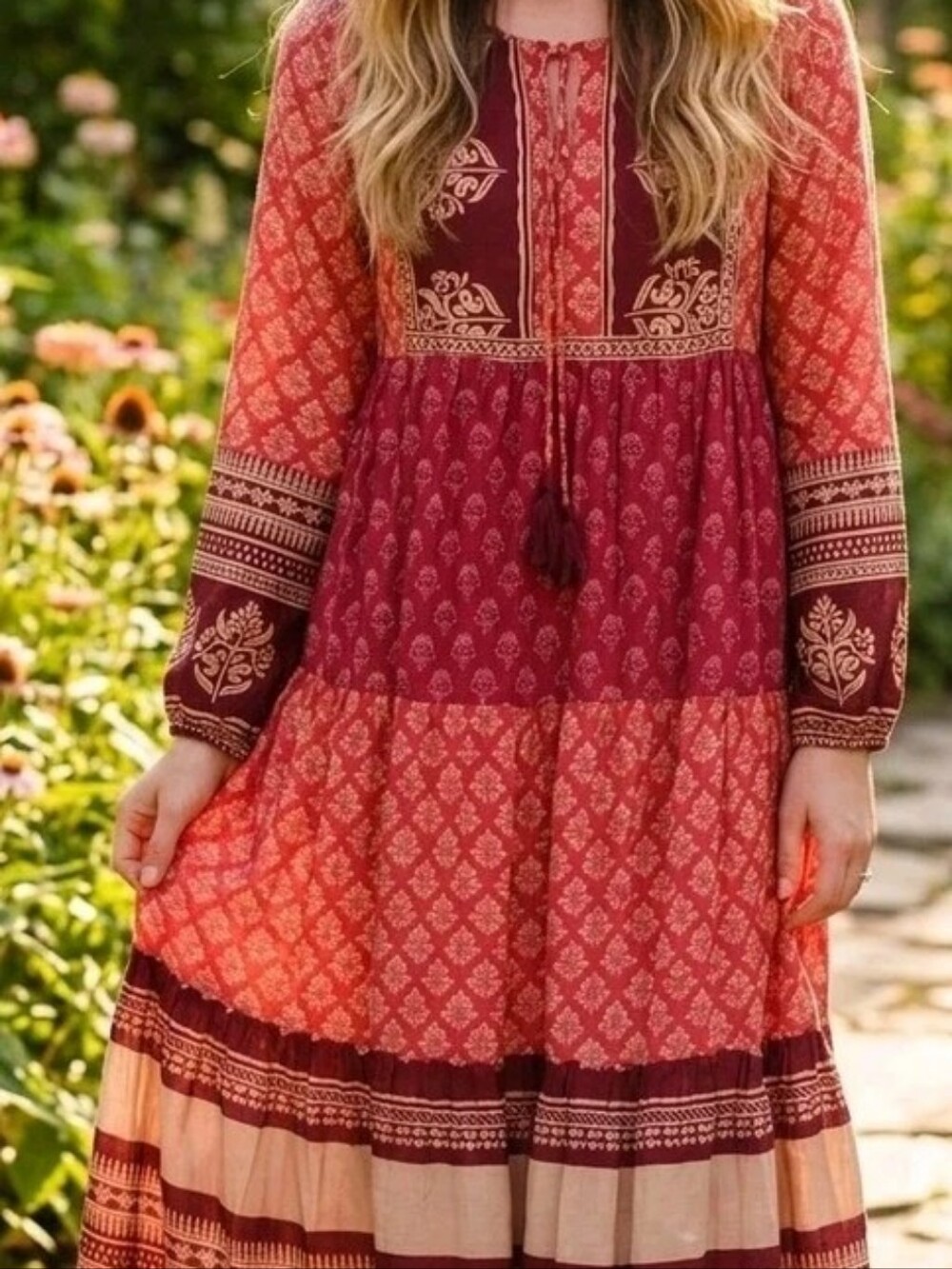RAGA Long Sleeve Maxi Dress Burgundy by RAGA